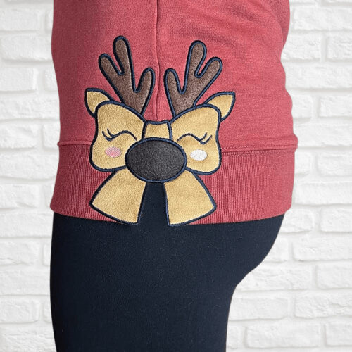 Reindeer Bow Side Seam Applique