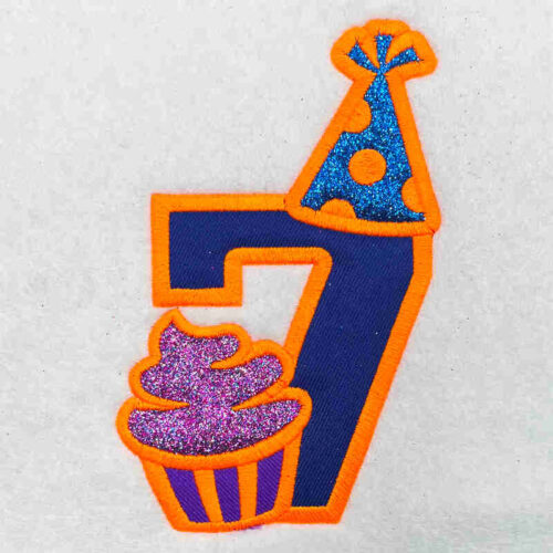 Birthday number 7 applique embroidery design