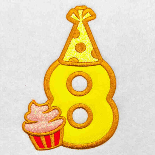 Birthday number 8 applique embroidery design